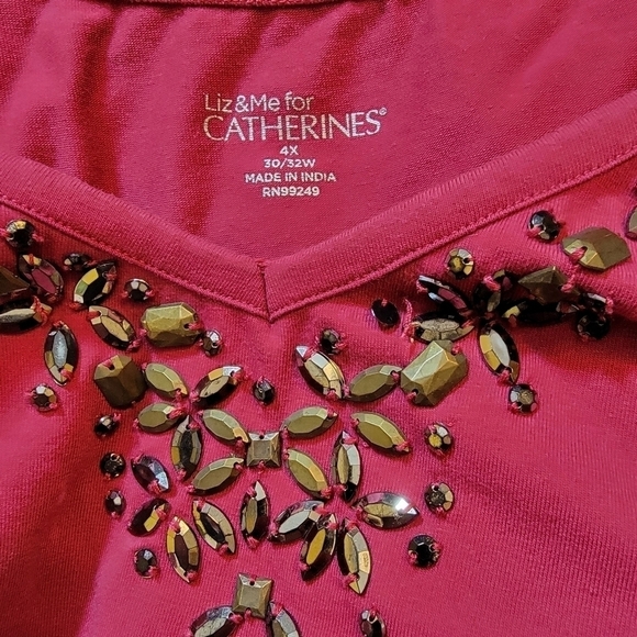Liz & Me for Catherine's 4X 30/32W maroon tank with embellishments - Picture 8 of 9